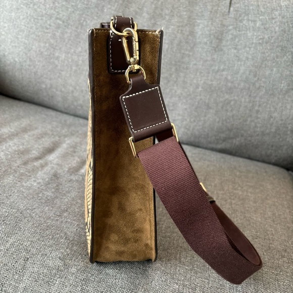 🐍SALE🐍Tory Burch Thea Exotic Web Large Shoulder Bag snakeskin and suede - Picture 4 of 9